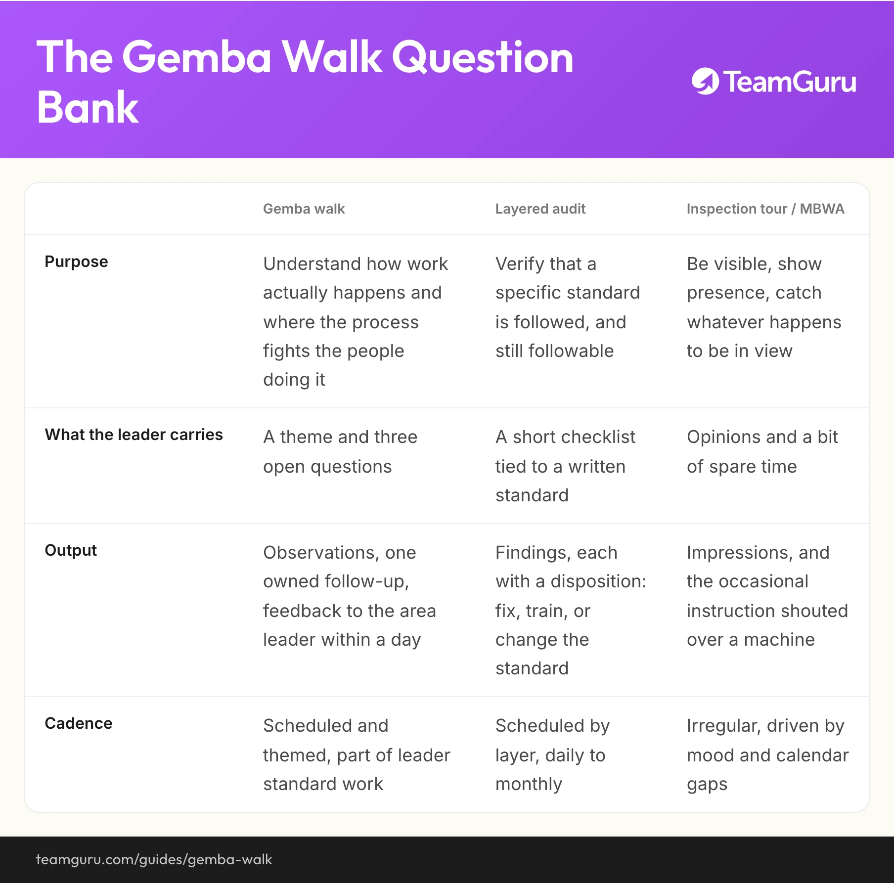 Gemba Walks implementation diagram (TeamGuru guide)
