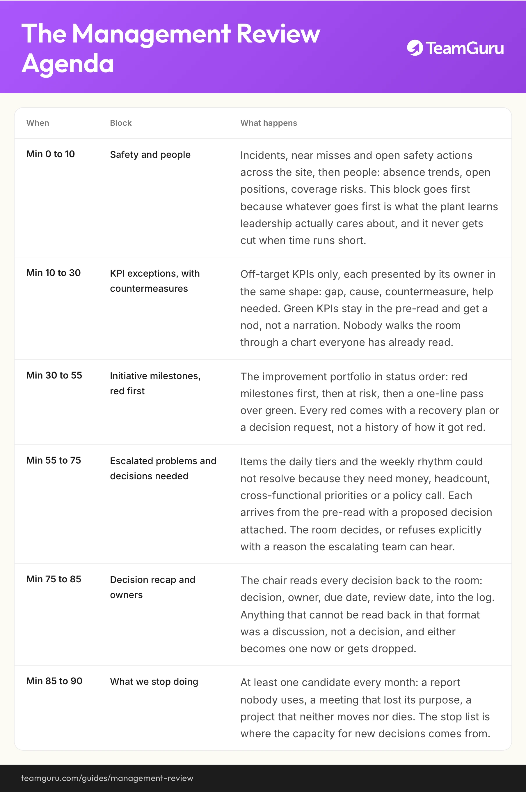 Management Reviews implementation diagram (TeamGuru guide)
